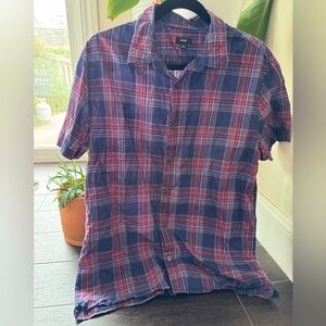 Vince Men’s Plaid Button Front Shirt, Size Large